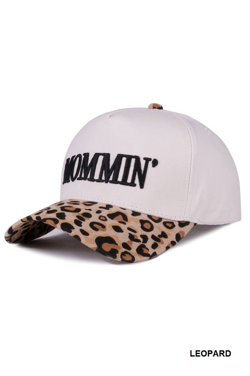 MOMMIN' Leopard Two Tone Canvas Cotton Cap
