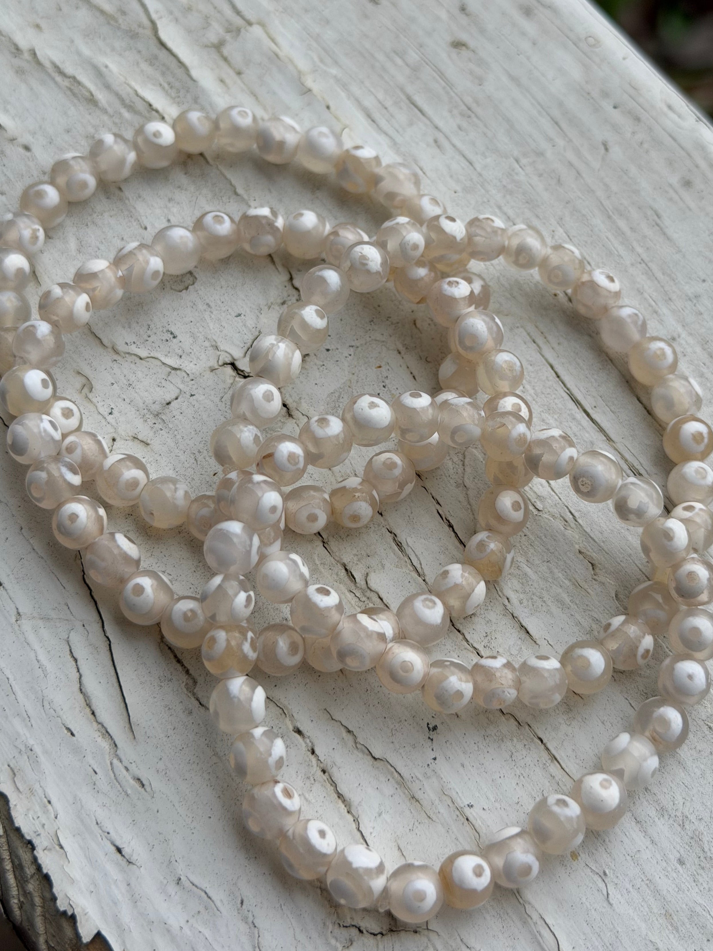 White Tibetan Genuine Agate Bracelet