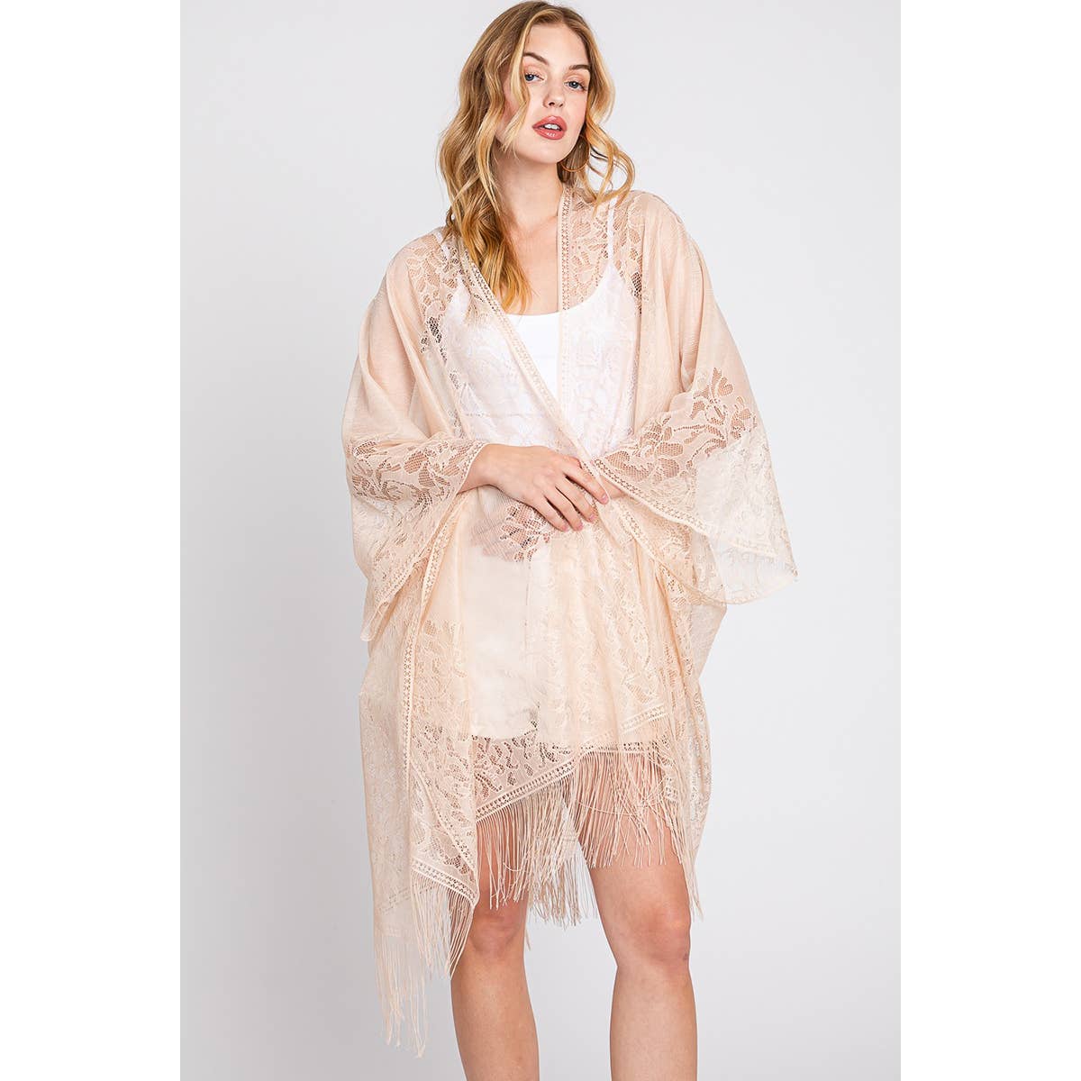 Flower Embroidered Sheer Kimono
