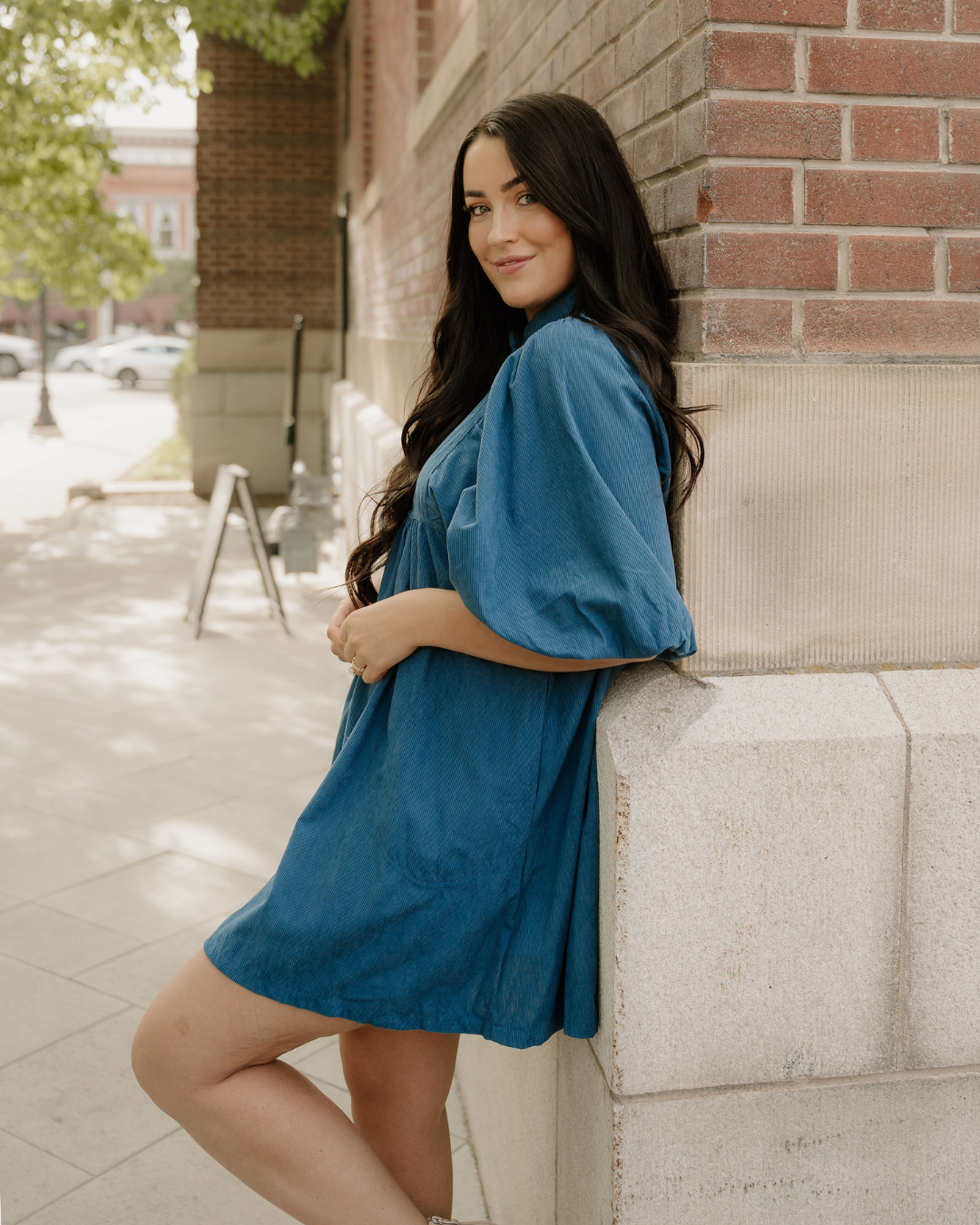 Sutton Teal Corduroy Mini Dress