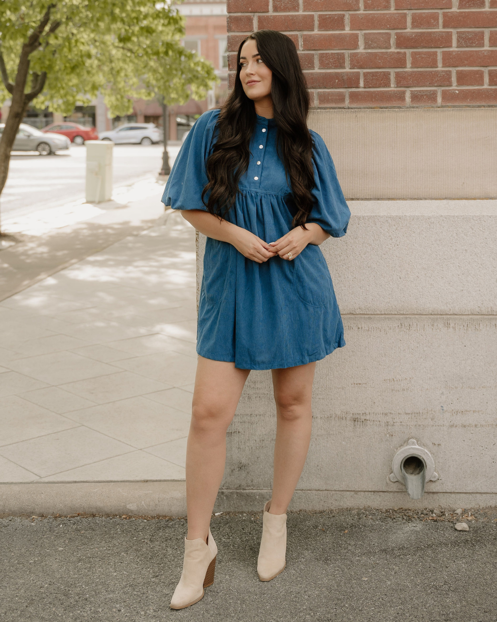 Sutton Teal Corduroy Mini Dress