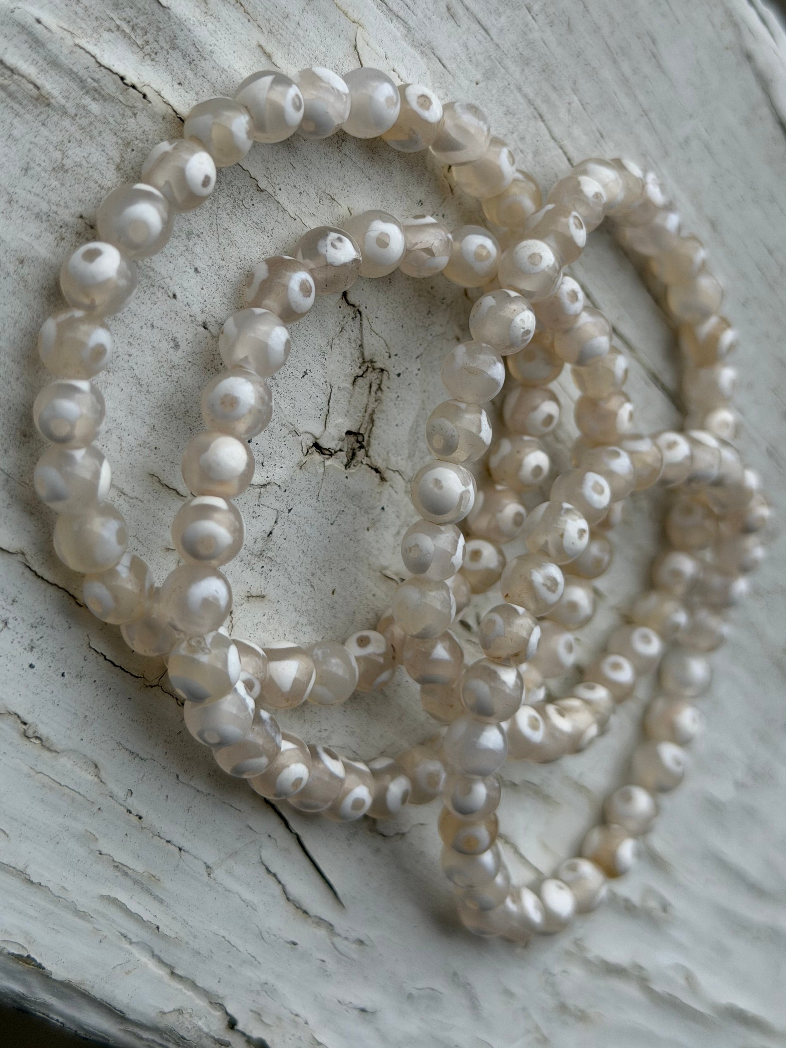 White Tibetan Genuine Agate Bracelet