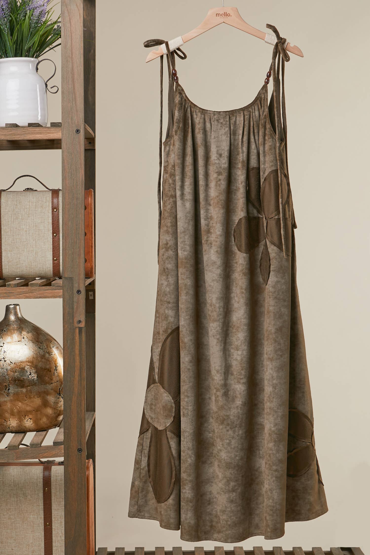 Gaia Floral Applique A-Line Maxi Dress