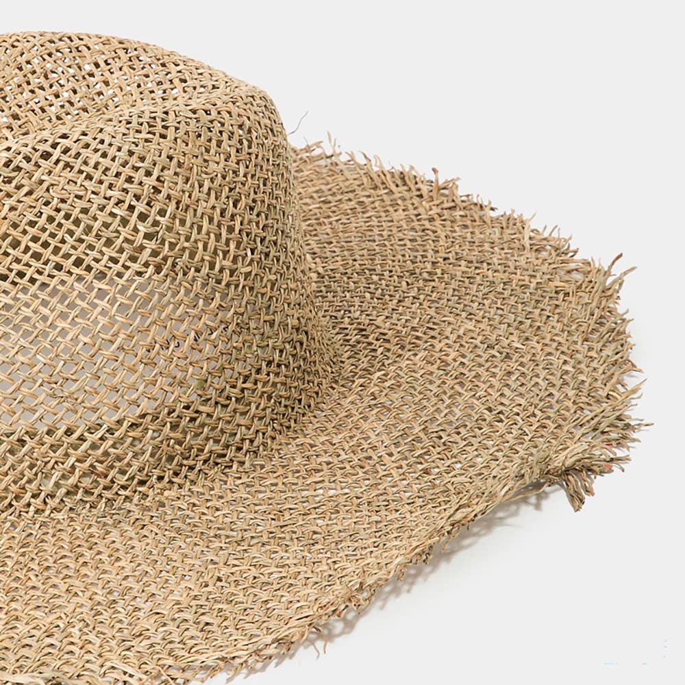 Fringe Edge Straw Braided Western Fedora Hat