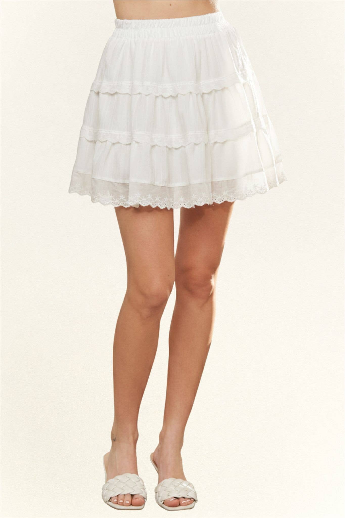 Willow Lace Tiered Mini Skirt