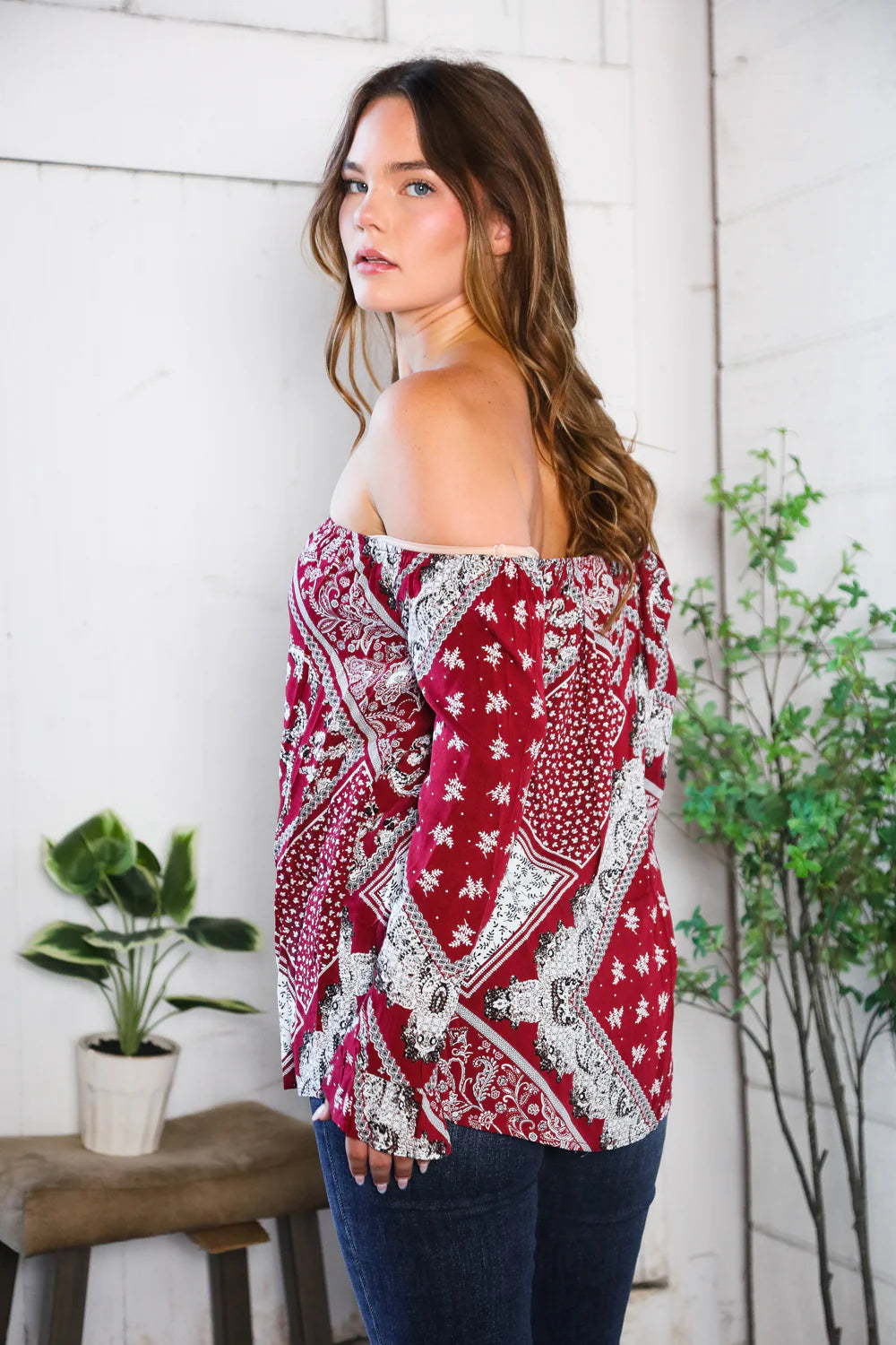 Josie Rustic Woven Off-The-Shoulder Top