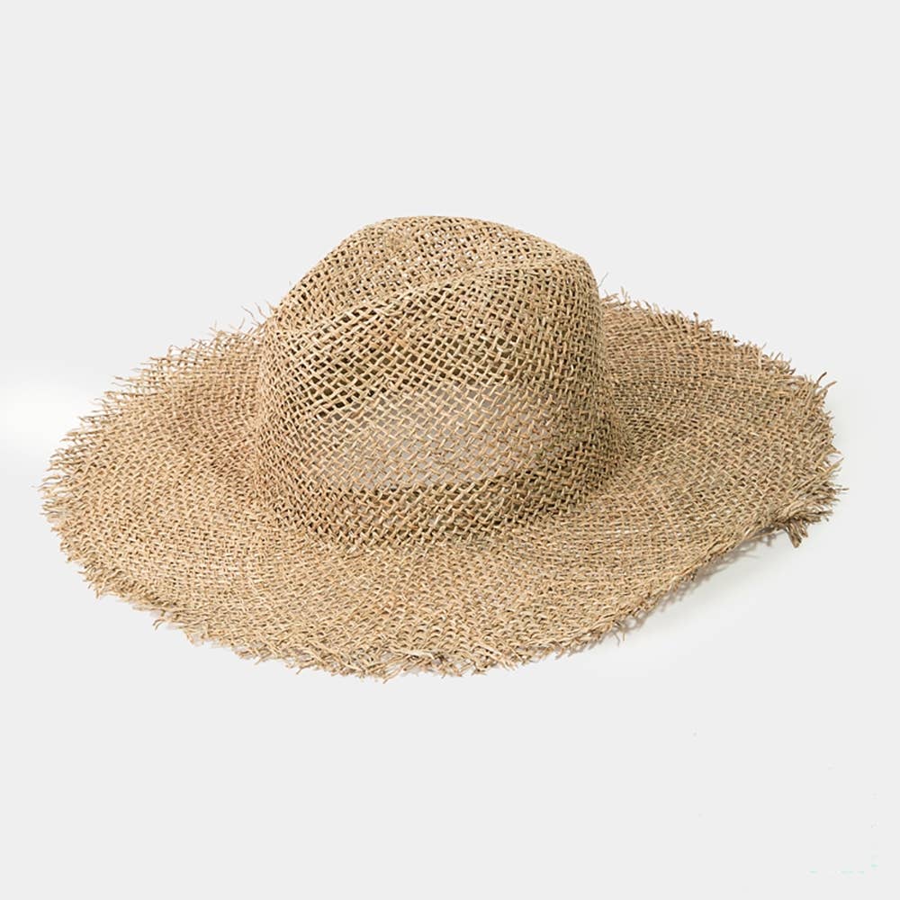 Fringe Edge Straw Braided Western Fedora Hat