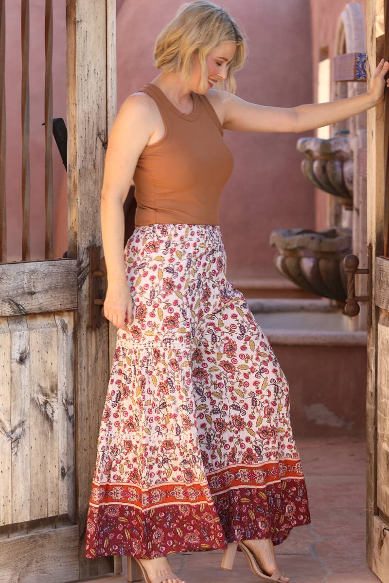 Della Lace Insert Wide Leg Boho Pant