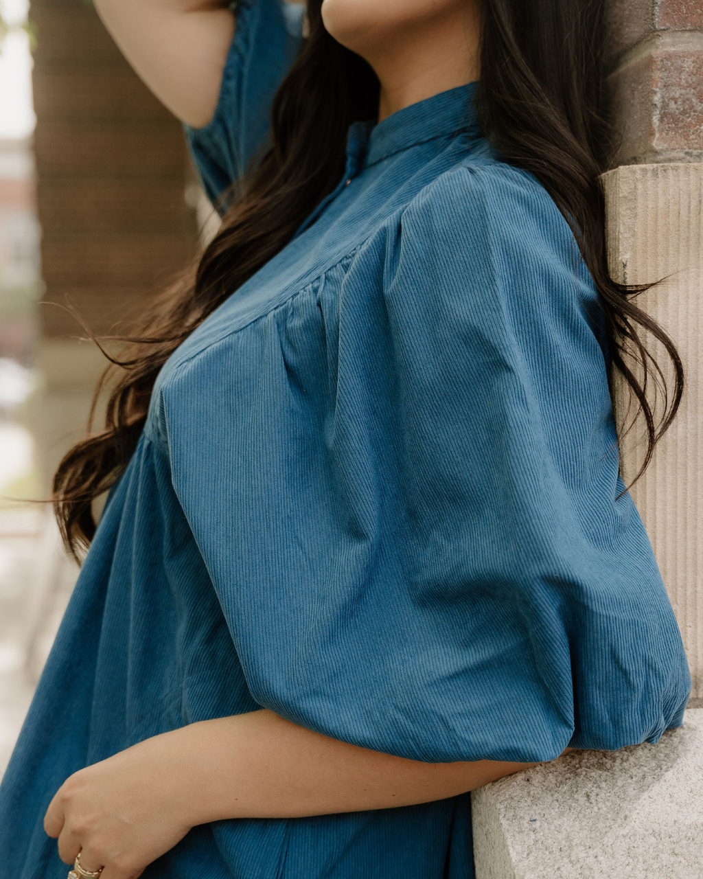 Sutton Teal Corduroy Mini Dress