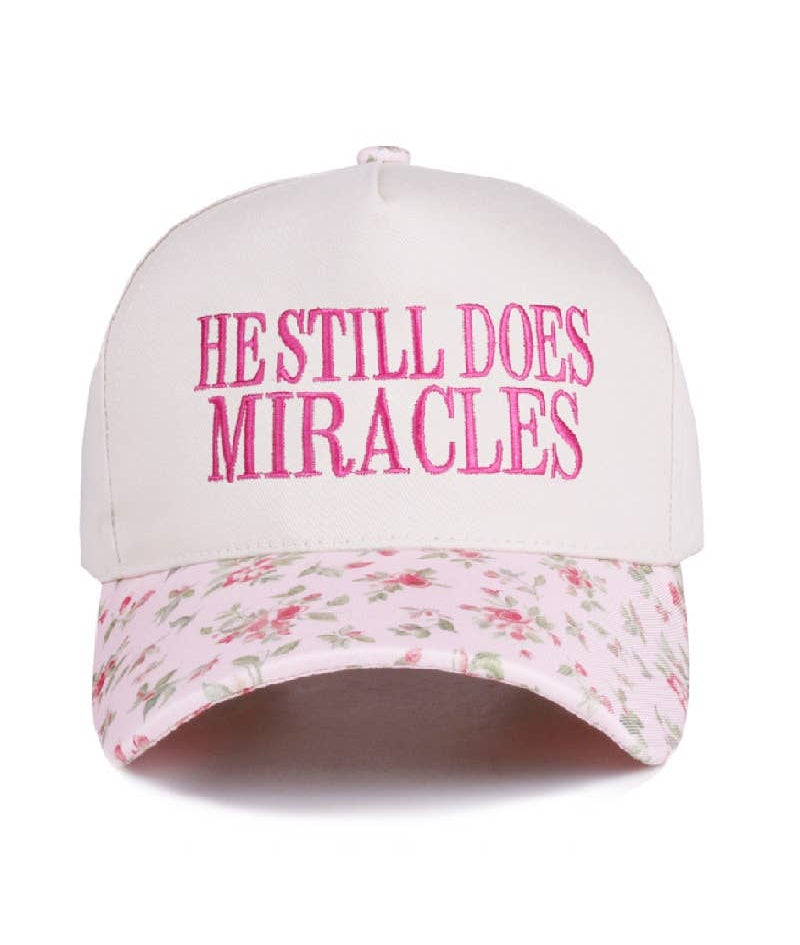 He Still Does Miracles Pink Floral Two-Tone Cotton Cap