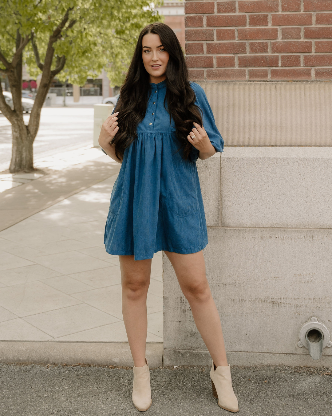 Sutton Teal Corduroy Mini Dress