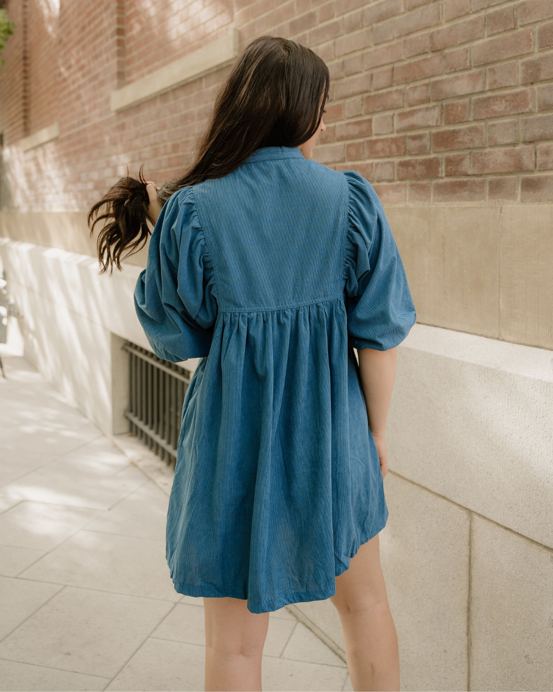 Sutton Teal Corduroy Mini Dress