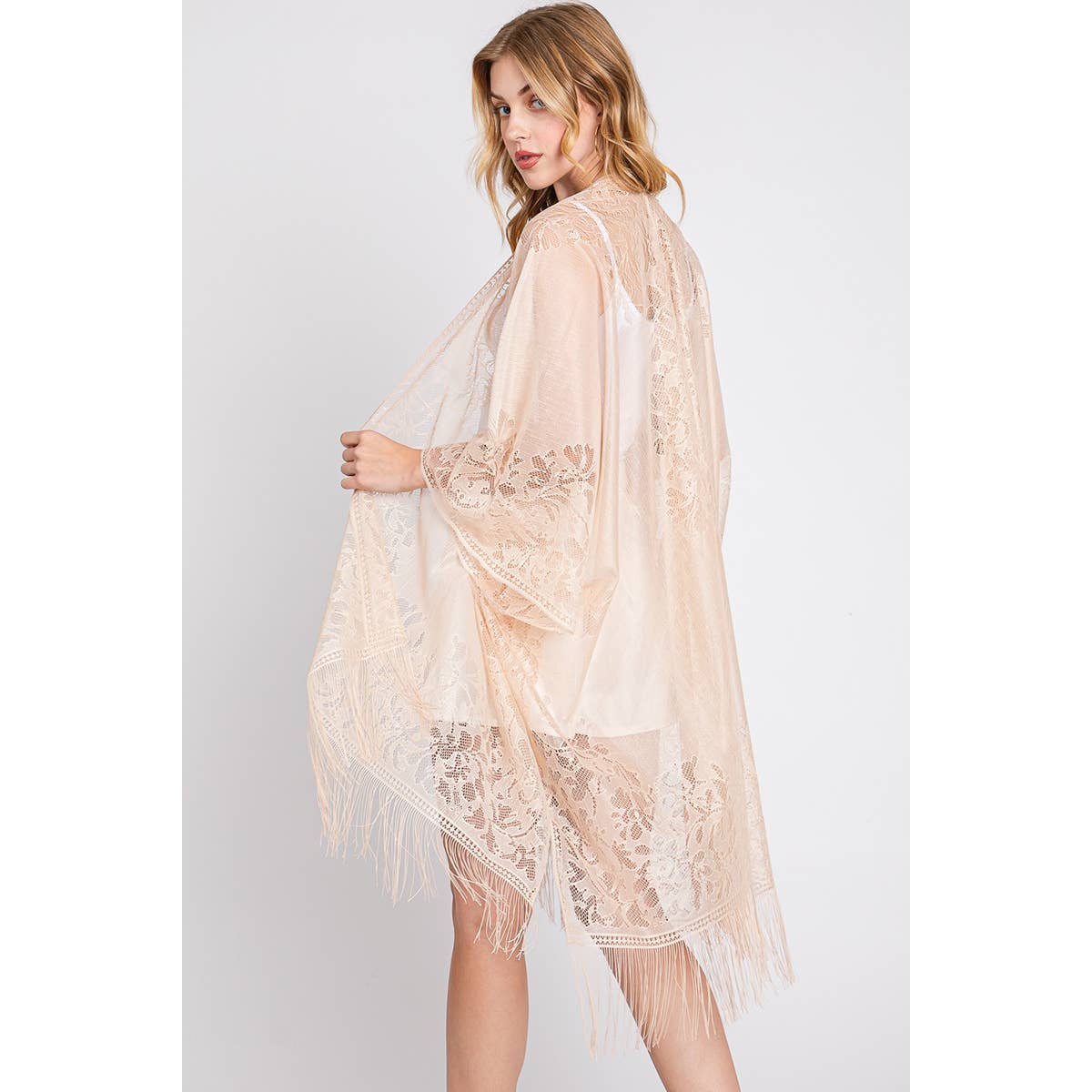 Flower Embroidered Sheer Kimono