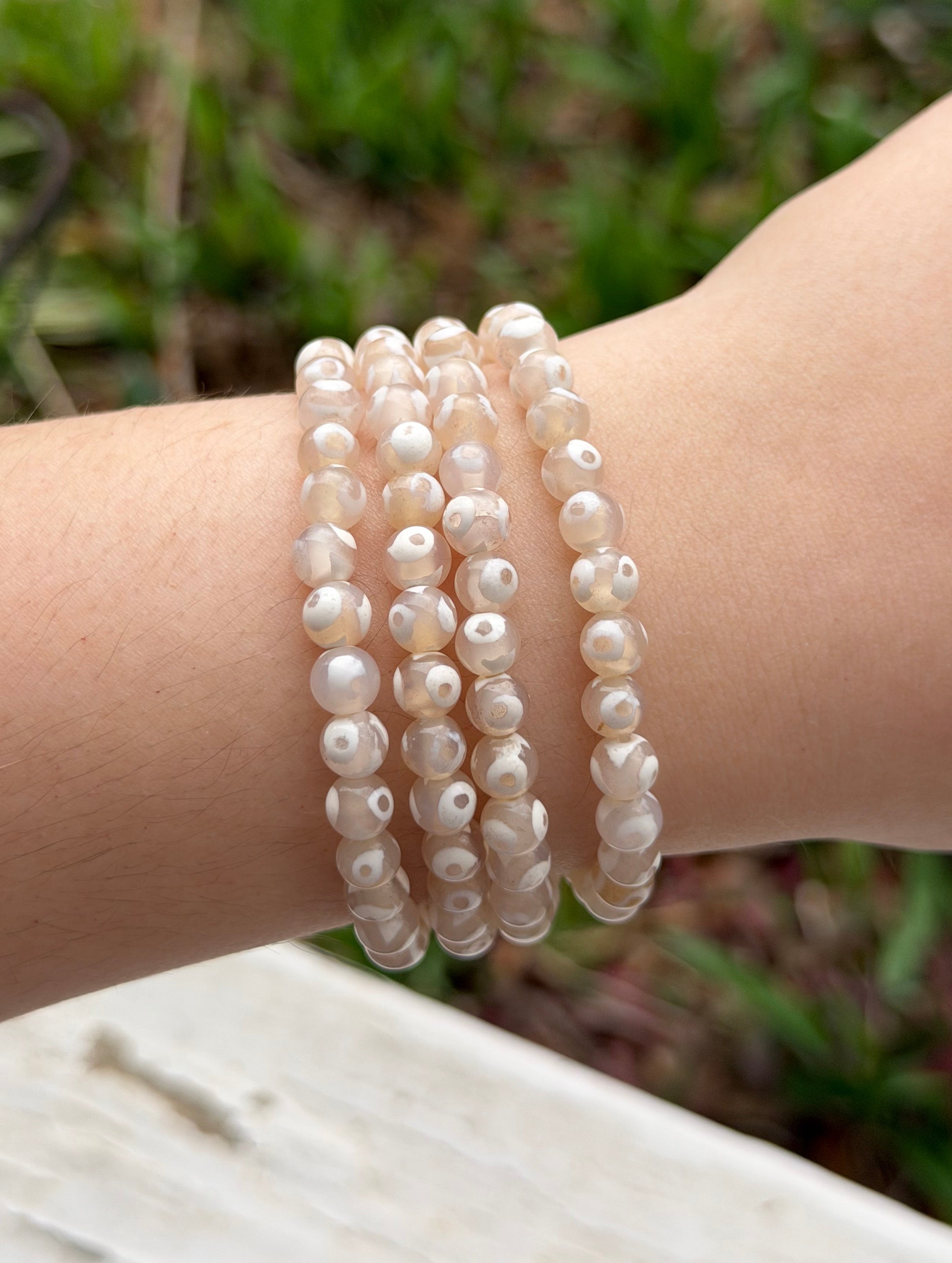 White Tibetan Genuine Agate Bracelet