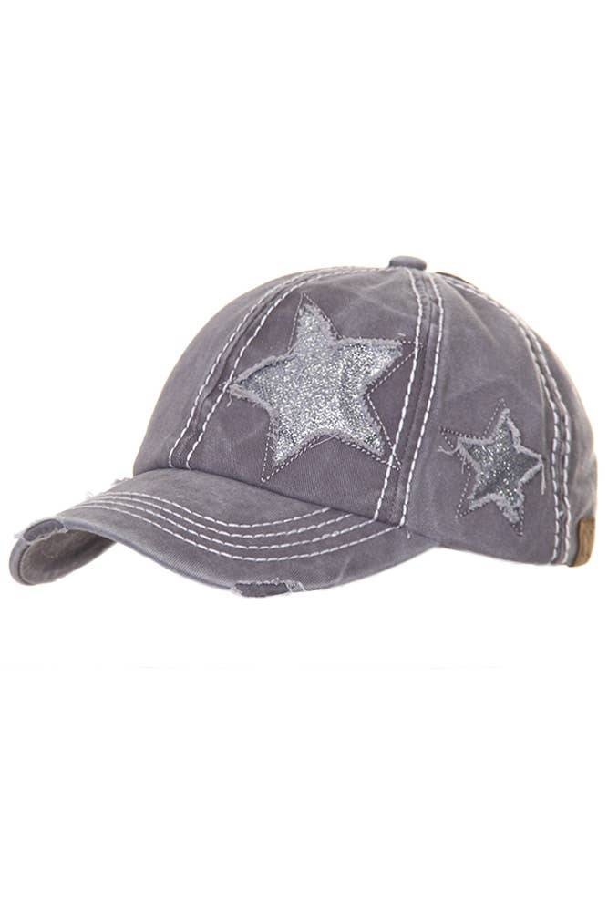 C.C Vintage Glitter Star Ponytail Cap Baseball Cap