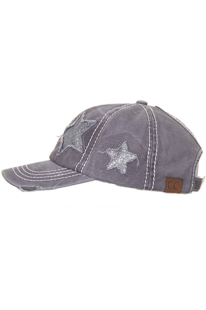 C.C Vintage Glitter Star Ponytail Cap Baseball Cap