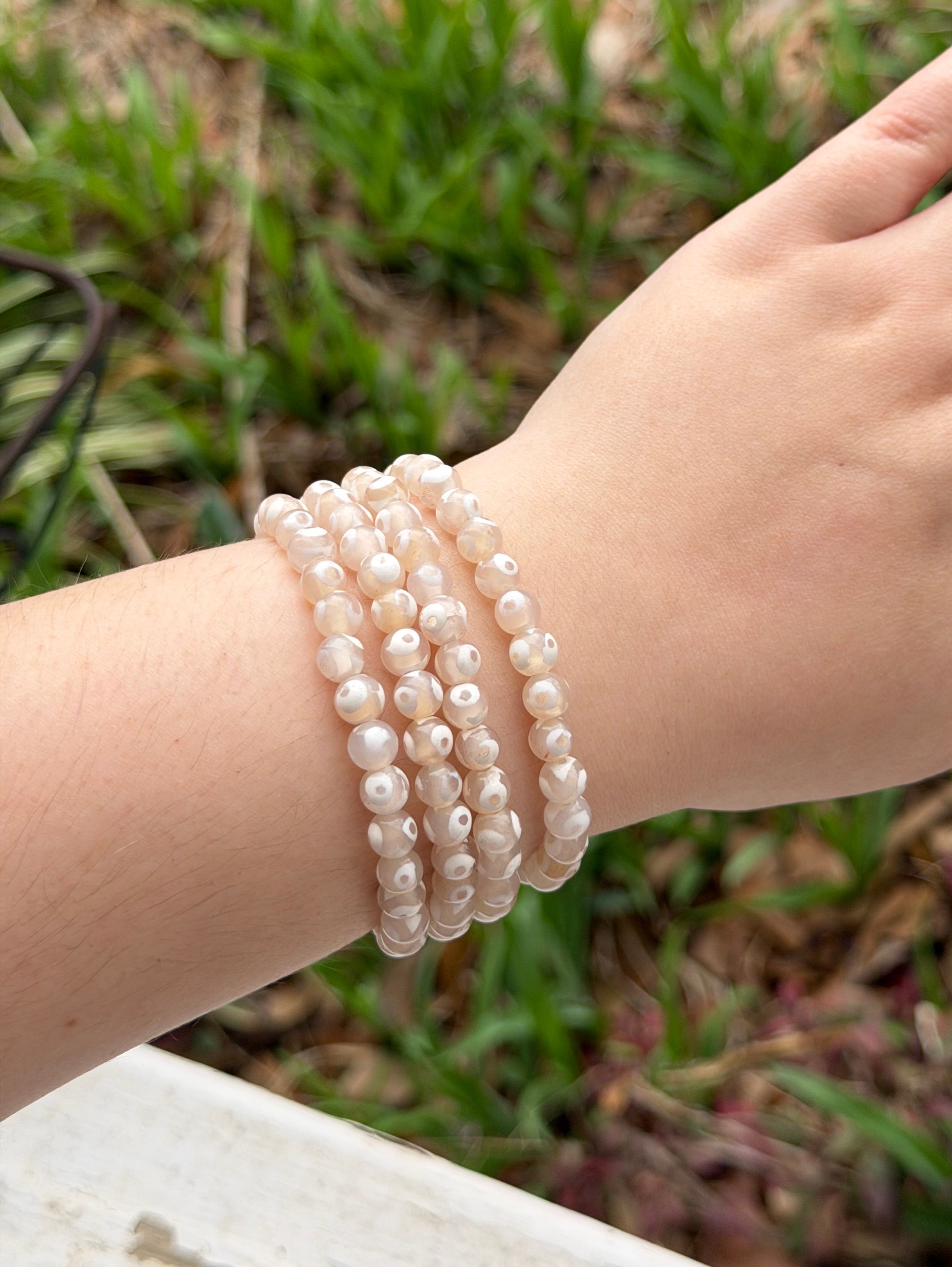 White Tibetan Genuine Agate Bracelet