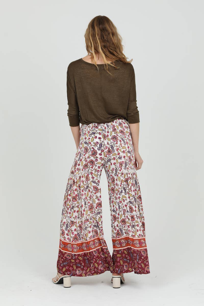 Della Lace Insert Wide Leg Boho Pant