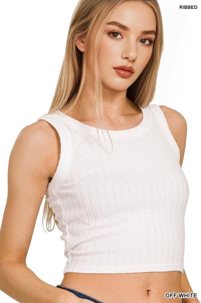 Ribbed Sleeveless Crop Tank Top