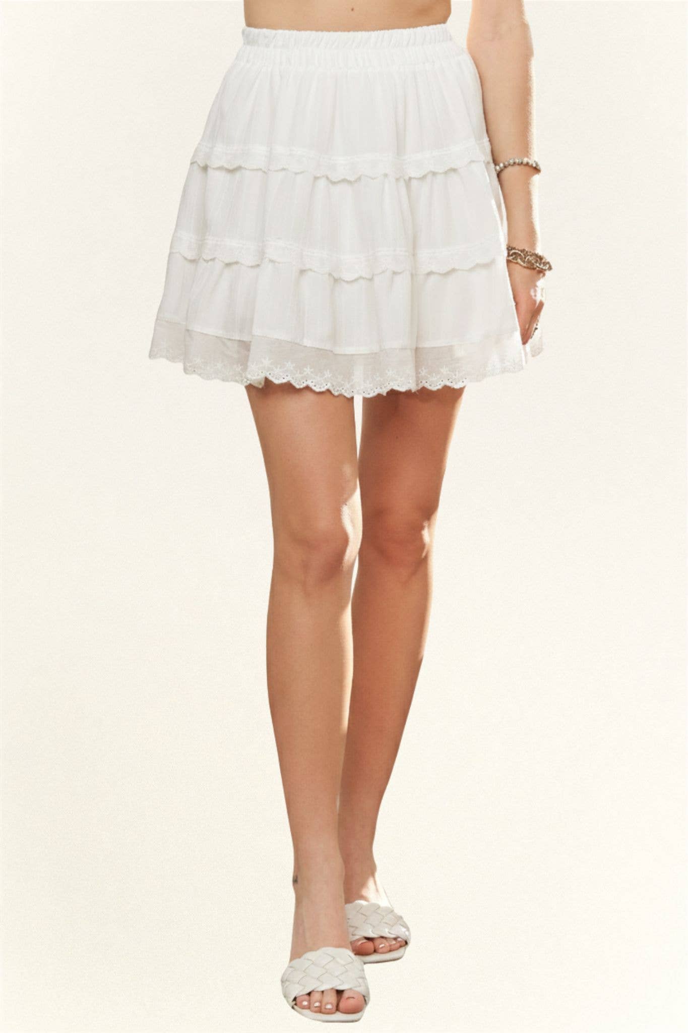 Willow Lace Tiered Mini Skirt