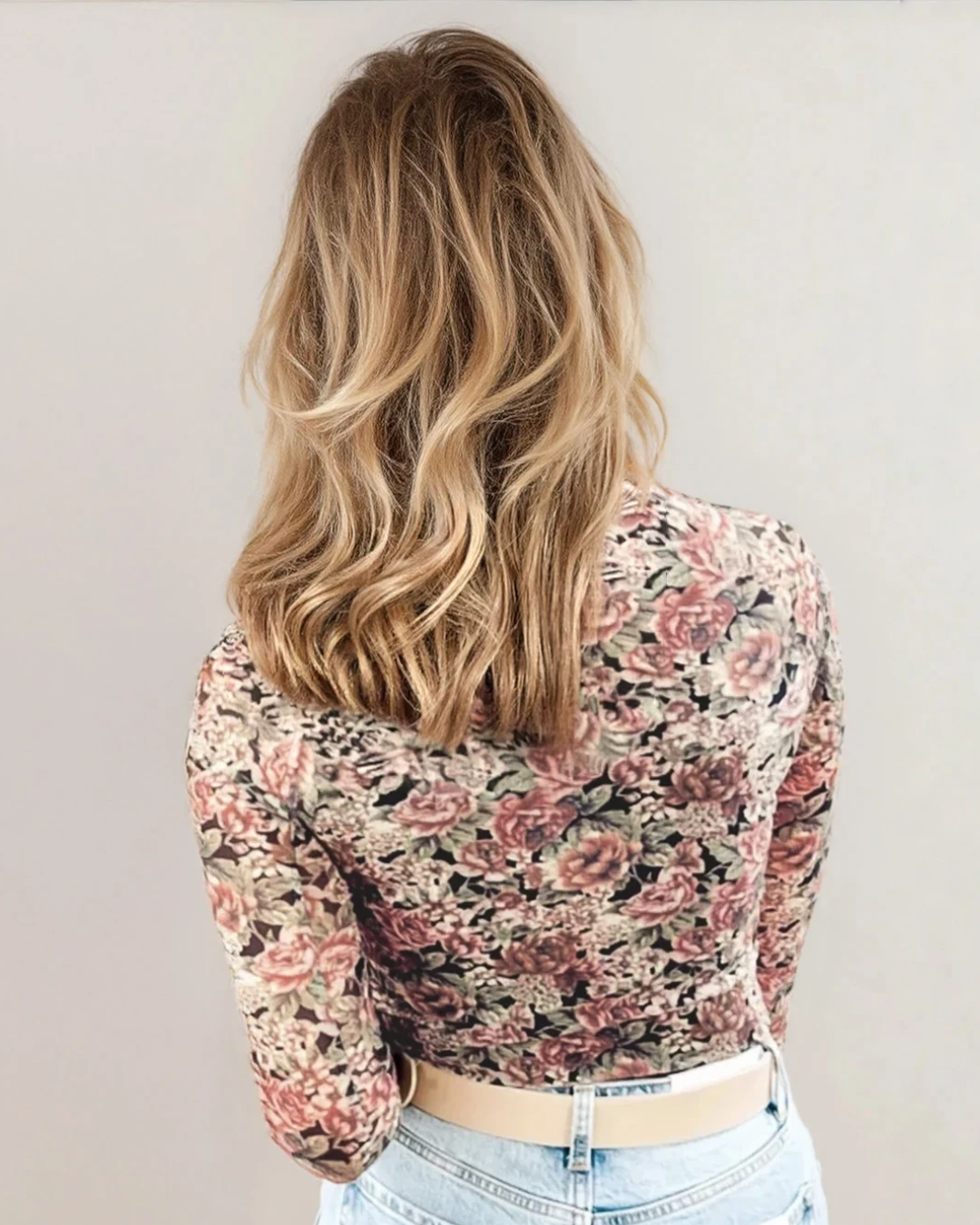 Ophelia Floral Mock Neck Mesh Long Sleeve Top