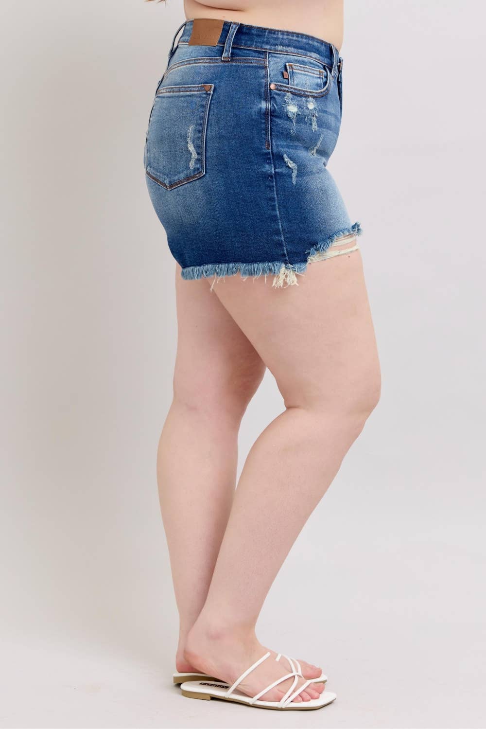 Judy Blue Two Button Distressed Dad Shorts