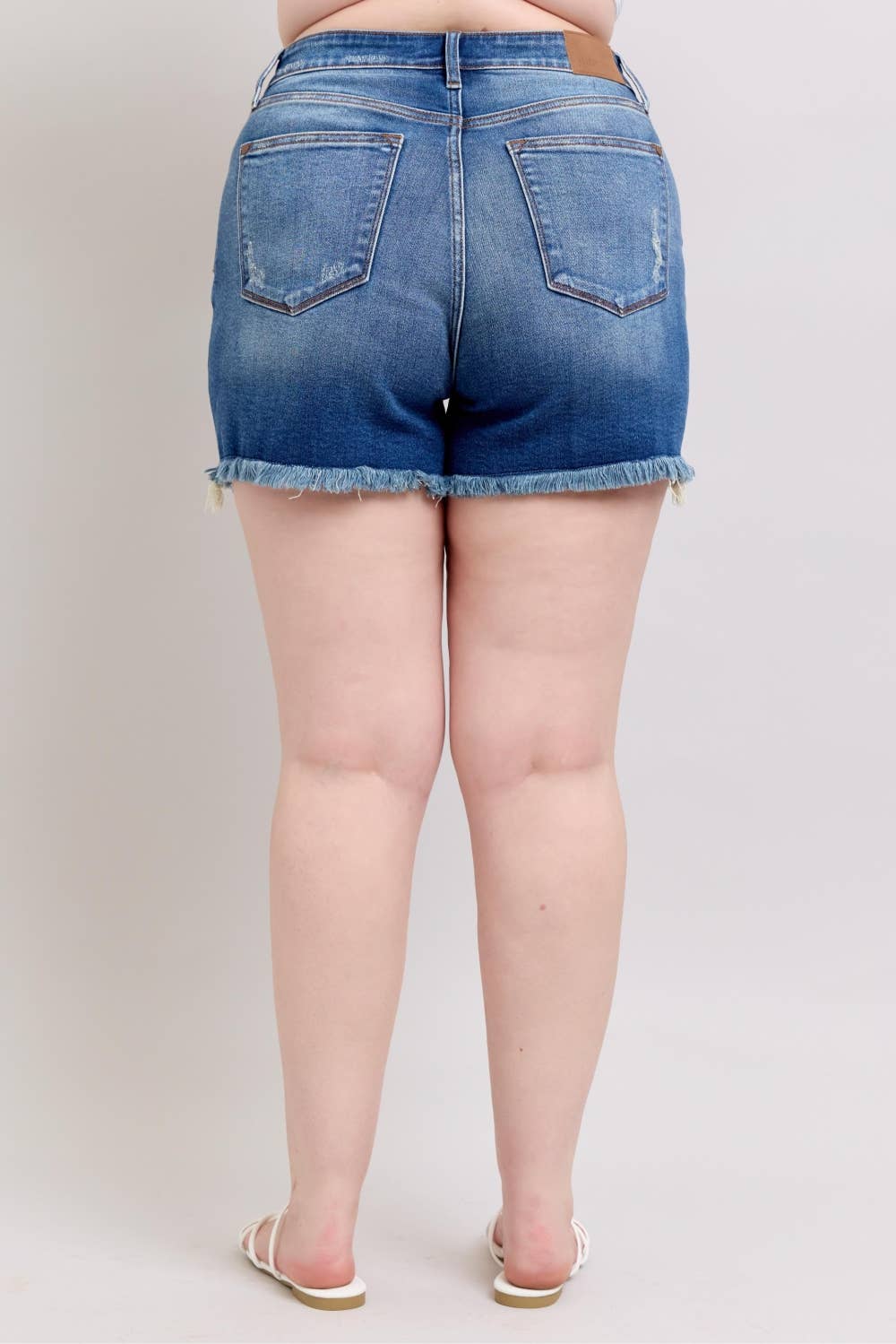 Judy Blue Two Button Distressed Dad Shorts