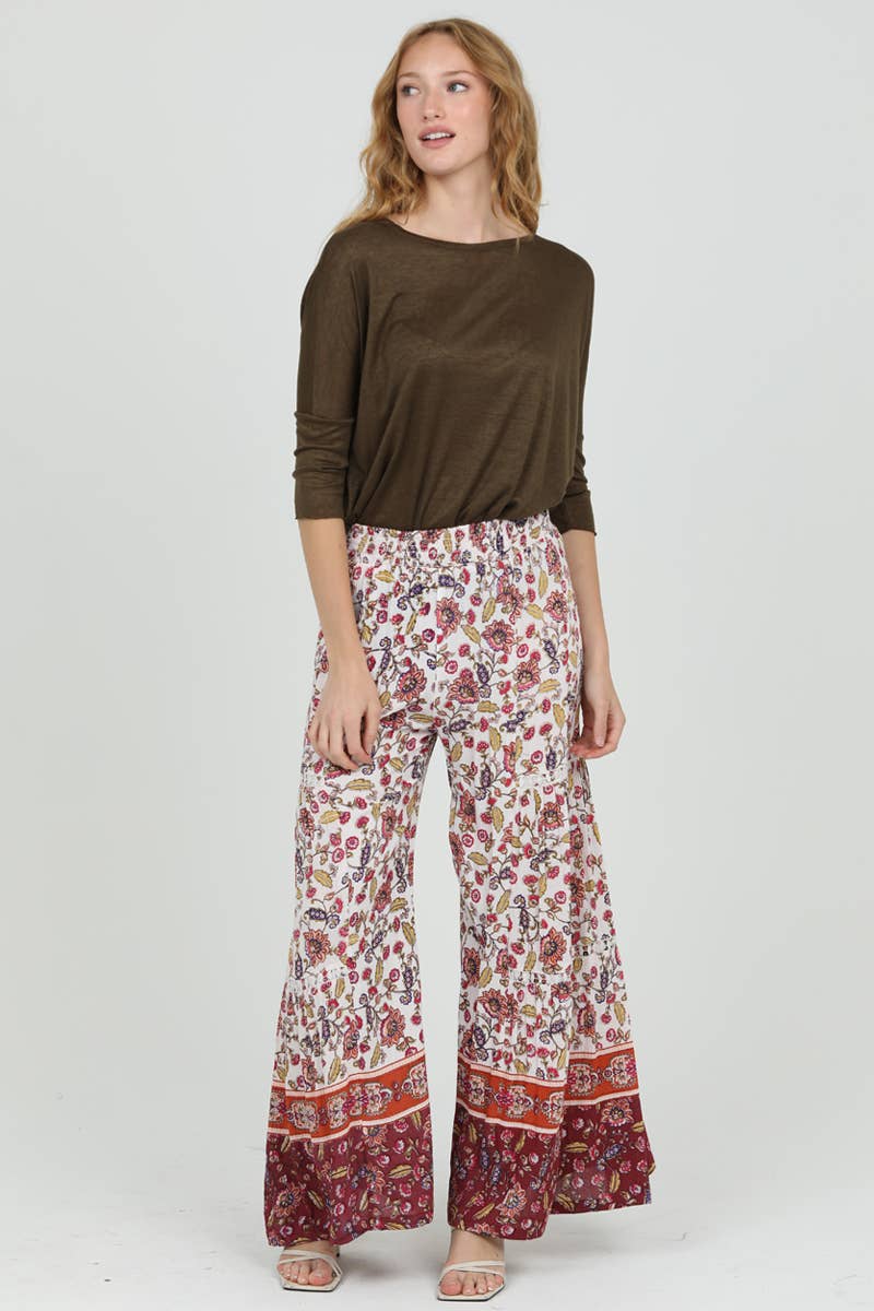 Della Lace Insert Wide Leg Boho Pant