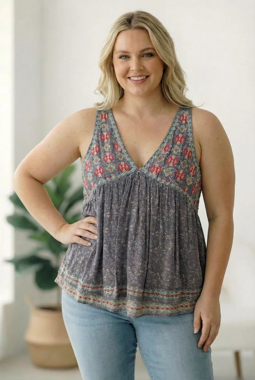 Indie Bloom Embroidered Top