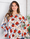 Rustic Floral Bell Sleeve Top